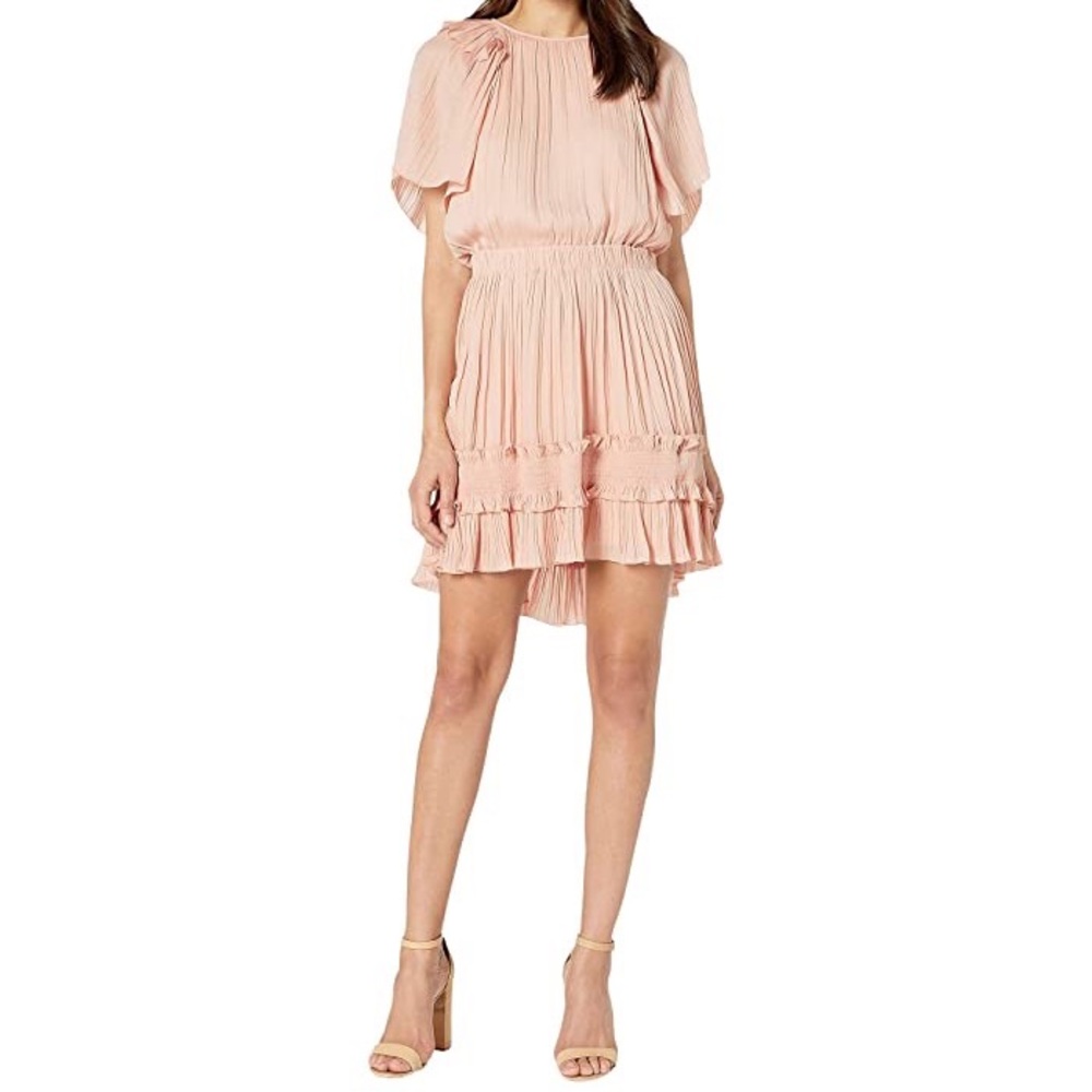 Halston Heritage - blush ruffle hem dress